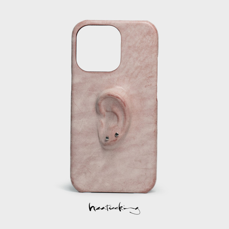 Apple 17 Pro Handmade High-End Pink Creative Earpiece Art Phone Case Suitable for New Model Genuine Leather Distressed Cowhide Niche High-End Interesting 16 Pro iPhone 16 Pro Max