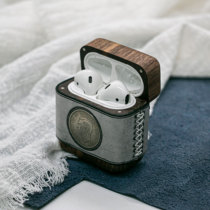 Hot tracking Hand-made leather solid wood copper coin retro suitable for Apple 1 generation airpods 2 generation pro headset protective case