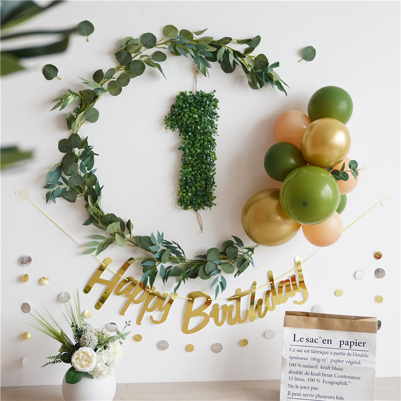Mori ins baby first birthday decoration small fresh 100-day background wall balloon children's party scene decoration