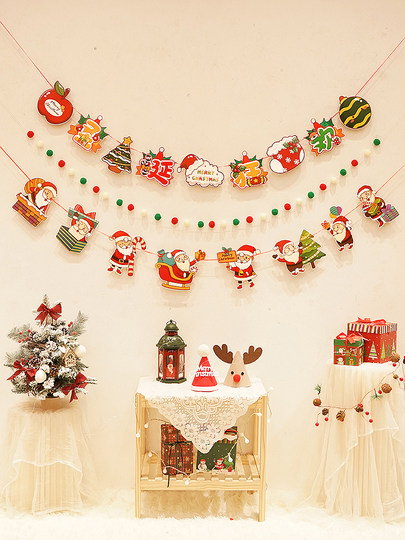 Christmas decoration flag latte shop window wall hangings pendant decoration theme atmosphere scene layout