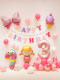 Birthday decoration girl baby background wall balloon children cartoon internet celebrity first year theme party scene layout