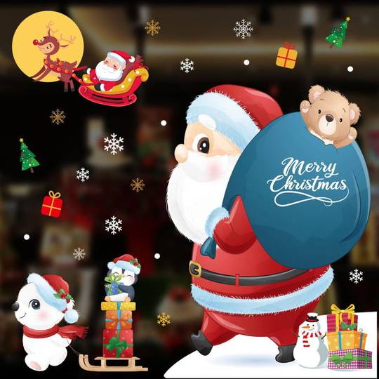 2026 New Year Christmas Decorations Static Stickers New Year's Day Shopping Mall Cabinet Window Stickers Window Decoration Glass Door Stickers Scene
