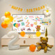 Birthday decoration TV screen projection balloon background wall household boys and girls baby children's first birthday party scene layout