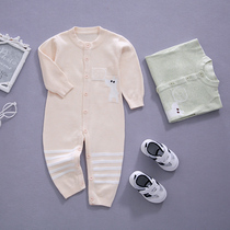 Baby Fall Hair Line One-piece Clothing Newborn Knitted Clothes Sweater Baby Spring Autumn Dress Long Sleeve Khaed Climbing Suit