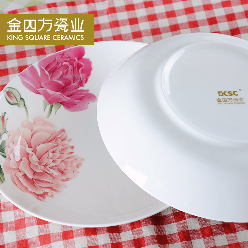 Gold square spring flowers reflected on the skull porcelain tableware suit to use suit creative ceramic dish bowl dish sets
