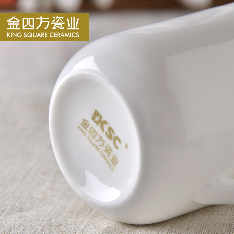 Gold square tangshan custom ipads porcelain cup meeting office glass ceramic keller cup coffee cup Korean milk cup