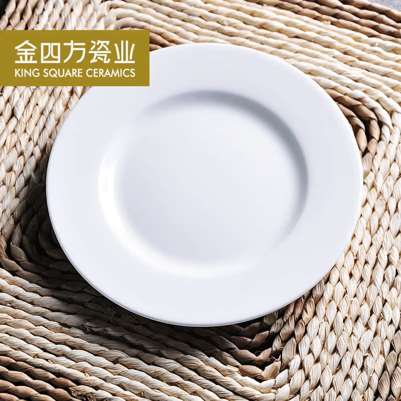 Gold square white ipads China porcelain plate 6.5-10 inch flat disc plate beefsteak cold dishes dishes