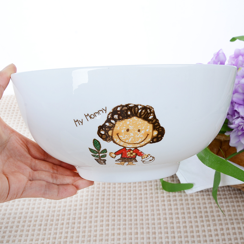 Family soup bowl li riceses leave creative ceramic bowl tablespoons of cartoon ceramic bowl bowl spoon to use