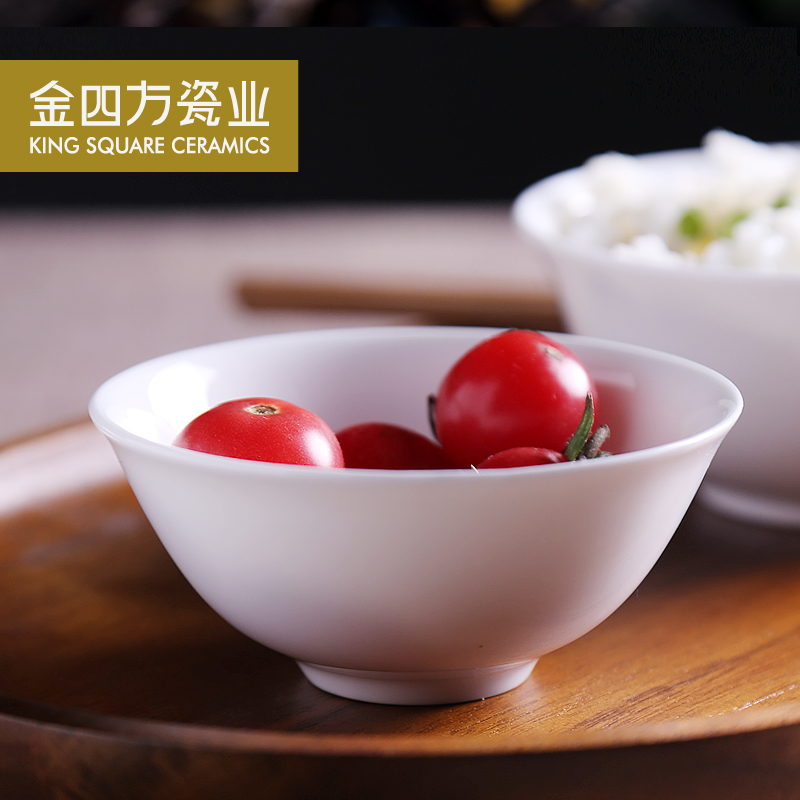 Gold square pure white ipads porcelain bowl with rainbow such use small bowl of soup bowl practical excessive penetration bowl of Chinese big bowls of salad bowl