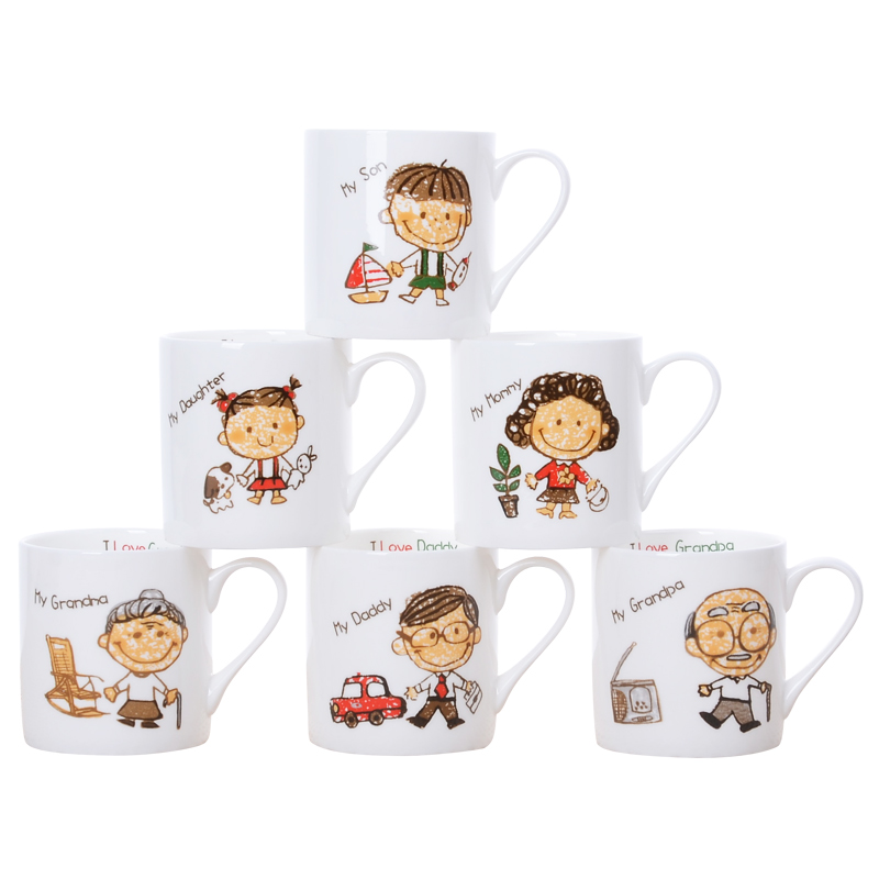 Family and lovely cartoon milk coffee cup ultimately responds cup keller parent - child Family suits for ceramic cup