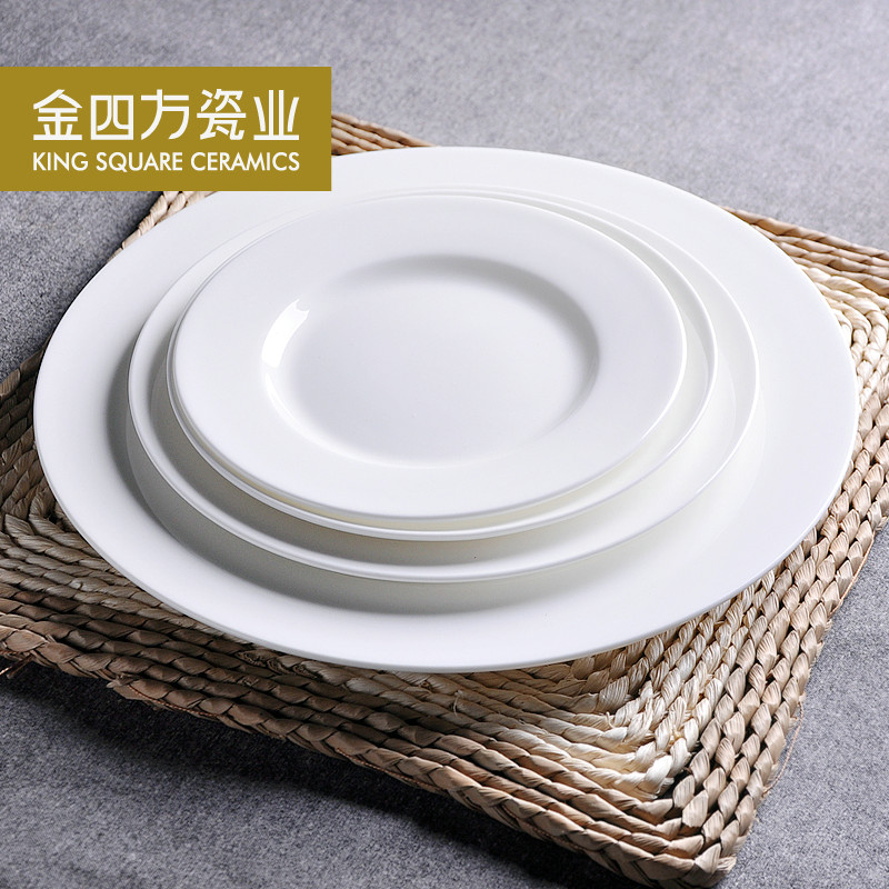 Gold square white ipads China porcelain plate 6.5-10 inch flat disc plate beefsteak cold dishes dishes