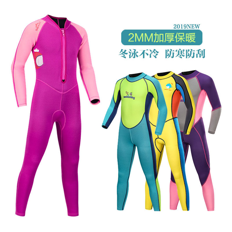 Children's swimsuit warm 2020 Anti-cold 2MM thickened with long sleeves CUHK Baby Girl Winter Swimsuit