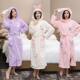 Warm and absorbent women's extra long pajamas and bathrobes