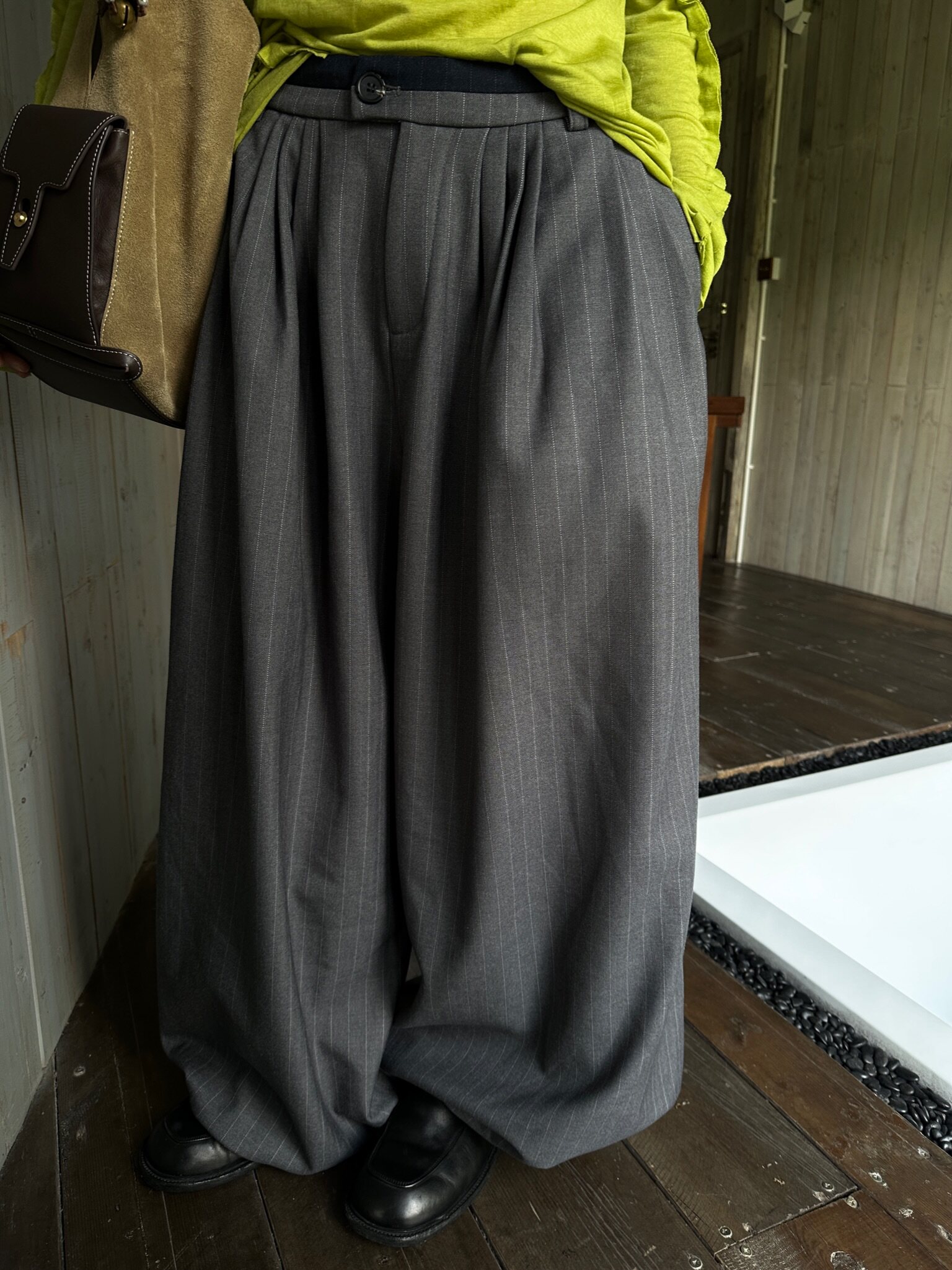 Fleece Lined Wide Leg Pants for Warmth & Vintage Style - Taobao product photo 6