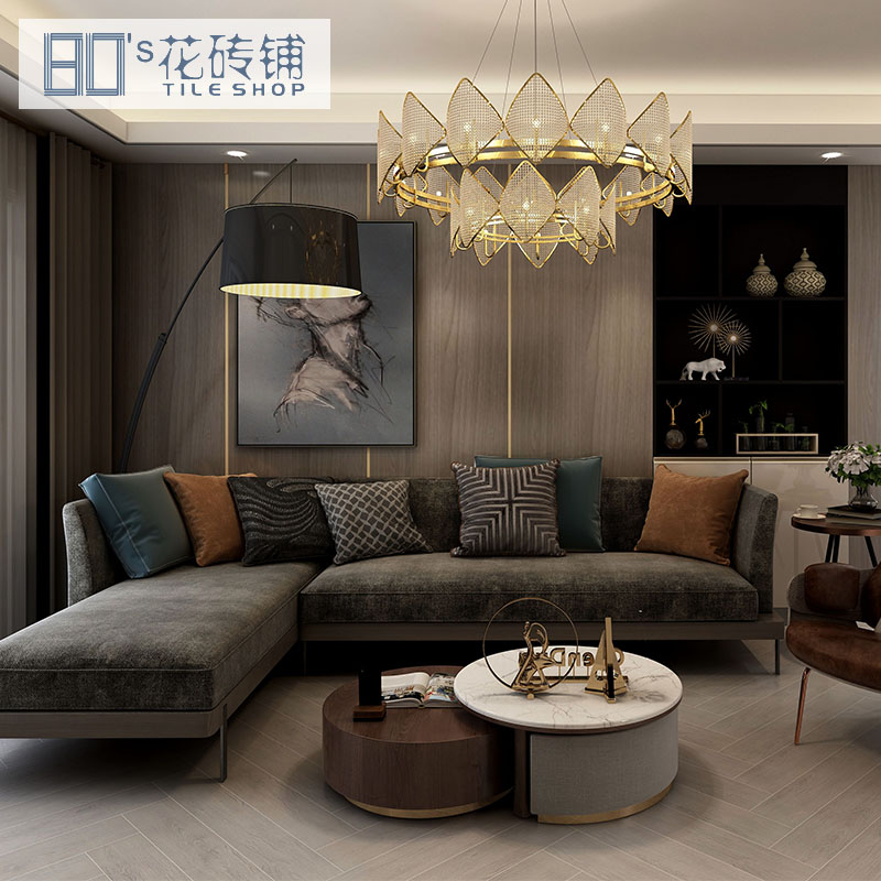 All-porcelain wood grain tile 150x900 imitation solid wood Nordic bedroom floor tile balcony gray wood grain tile living room floor tile