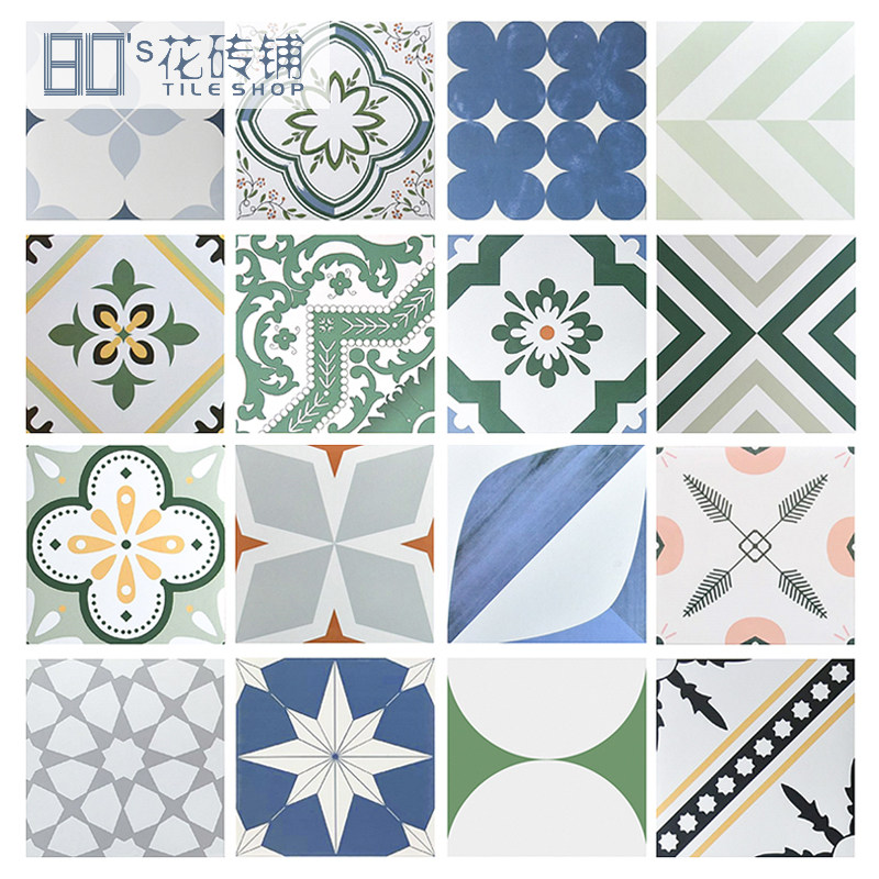 Retro small flower brick 300x300 Nordic Kitchen Makeup Room Tile Patio Balcony Xuan Guan Anti Slip tile Flowers