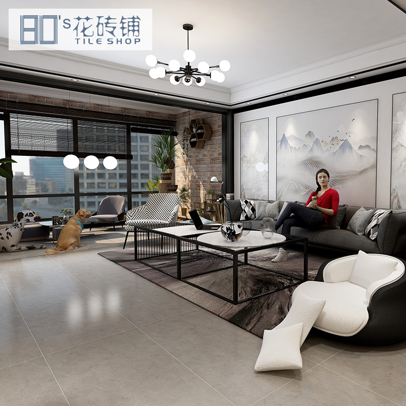 Floor tiles new living room all-porcelain gray floor tiles simple modern non-slip whole body tiles 600×1200 tiles