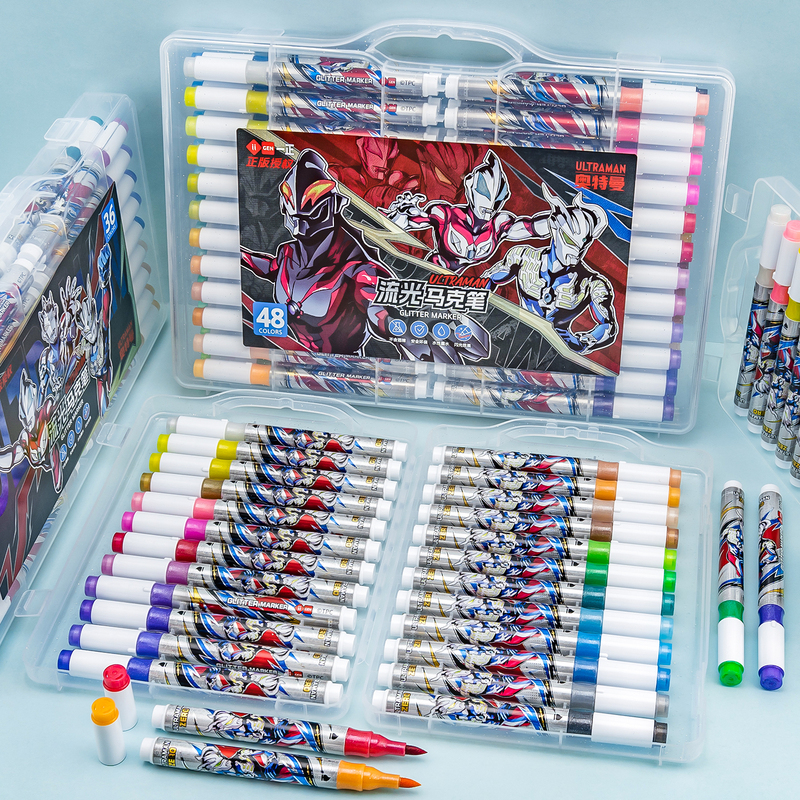 Ultraman Yizheng Soft Tip Flowing Marker Pen Yz770309 with Glitter and Pearlescent Paint Single-Tip Marker Pen