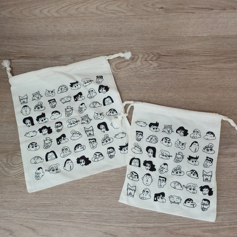 Foreign Trade Days Single Cartoon Cute Crayons Small New Black And White Classic Canvas Bunch Pocket Cosmetics Cashier Bag