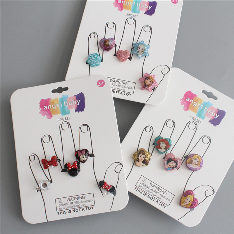 Girl's ice and snow chic princess Minnie's ring Jewelry Toy Little Girl's Ring Birthday Gift Adjustable size