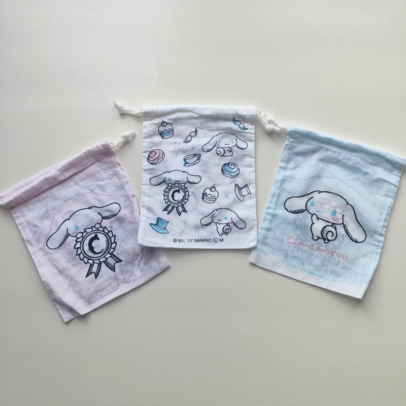 ISLAND NATION ORDER CUTE CARTOON BIG EARS SMALL WHITE DOG DRAWN ROPE BUNCH POCKET PORTABLE CASHIER BAG COSMETIC BAG CLOTH BAG