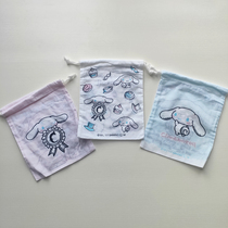 ISLAND NATION ORDER CUTE CARTOON BIG EARS SMALL WHITE DOG DRAWN ROPE BUNCH POCKET PORTABLE CASHIER BAG COSMETIC BAG CLOTH BAG