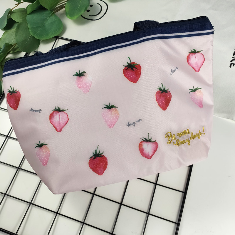 39-day single small freshening pink strawberry insulated bag inner aluminium film lunchbox with portable hand carrying lunchbox
