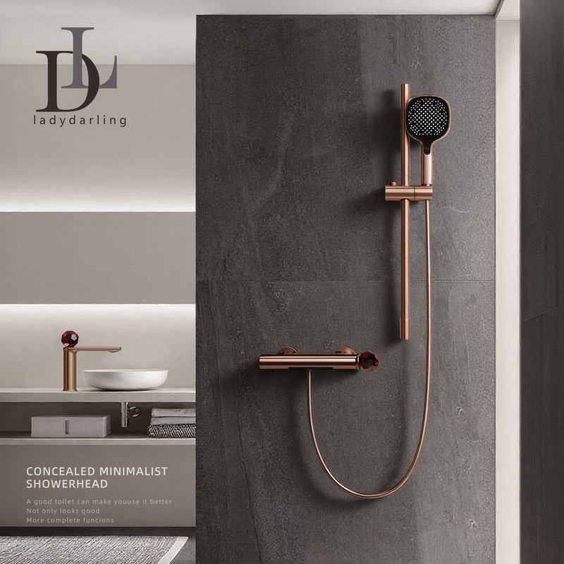 German Leiderdan Simple Shower Head Set Without Top Spray, All-Copper Multifunctional Split Type, Rose Gold Minimalist Style