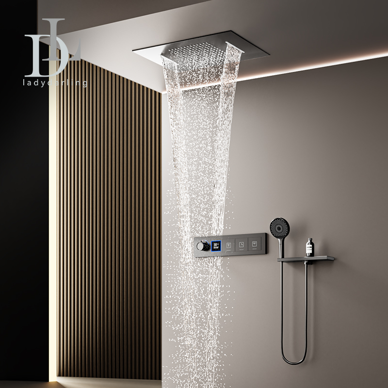 German Leiderdan Concealed Shower Head, Wall-Mounted, All-Copper, Hot-Melt Embedded, Household Shower Set with Constant Temperature and Digital Display