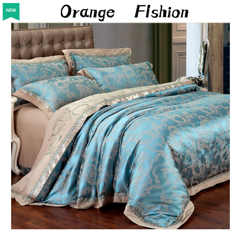 High-end European-style 60-count tribute satin four-piece set light luxury 100 cotton pure cotton light luxury high-grade high-end bed sheet quilt cover