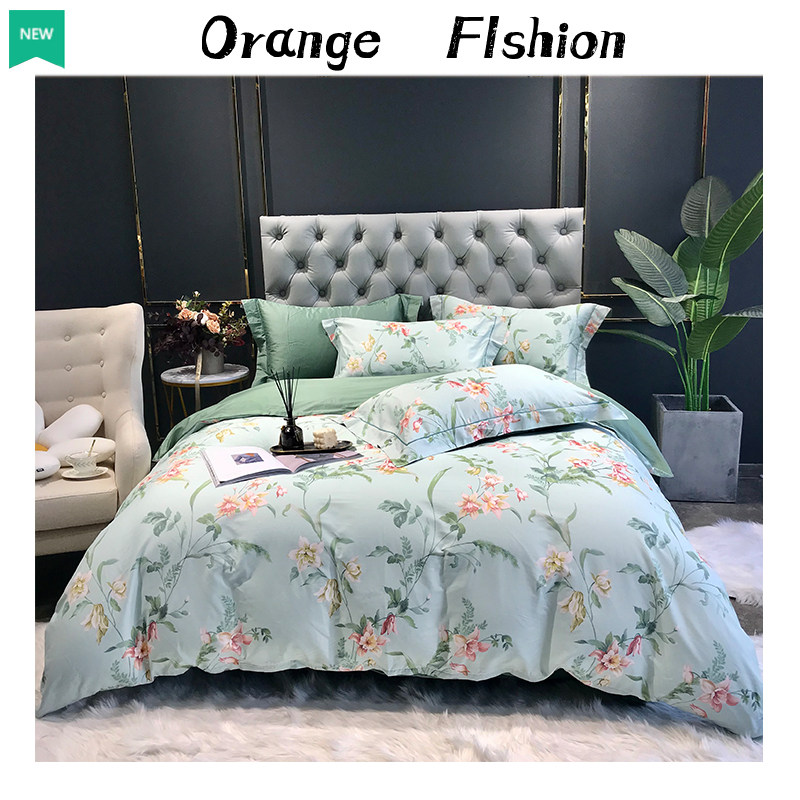 New frontier cotton quilt cover 4 pieces 100 branches full cotton linen light extravagant high-grade senses pure cotton double sided silk sliding bed supplies