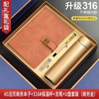 Brown A5 Lose-Leaf Book + 2 U Disk + Dragon Pen + Gold 316 Cup B B