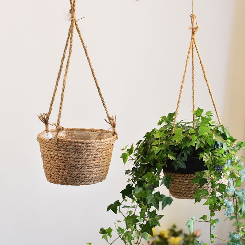 Hanging Basket Grass-knitted flower-flower Flowerpot Suspended hanging basin vine-knitted flower basket hanging-knitted hanging wall-mounted hanging-basin chandelia