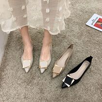 Return to Force Dresses Single Shoe Woman New Summer with coarse heel Shoe Pointed Shallow Mouth Late Night Wind Fairy Shoes Summer