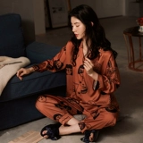 安之伴 Шелковая летняя тонкая пижама, мультяшный шелковый лонгслив, комплект