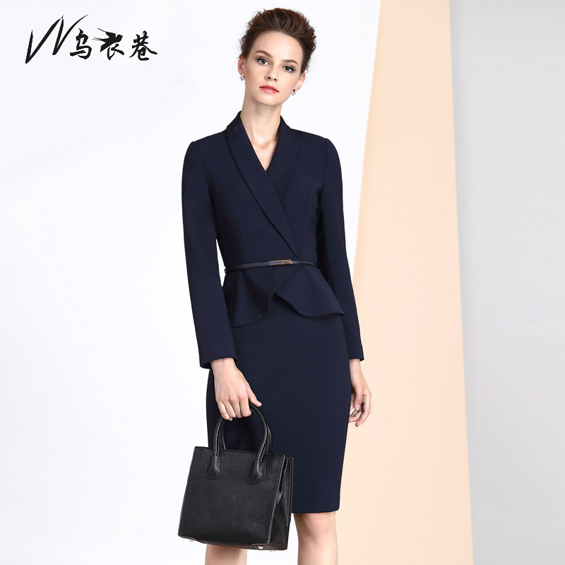 Ouchou Alley Autumn Winter New Fashion Famous Yuan Comeback Dress Temperament Suit Women OL Jane about to lean to work suit dress