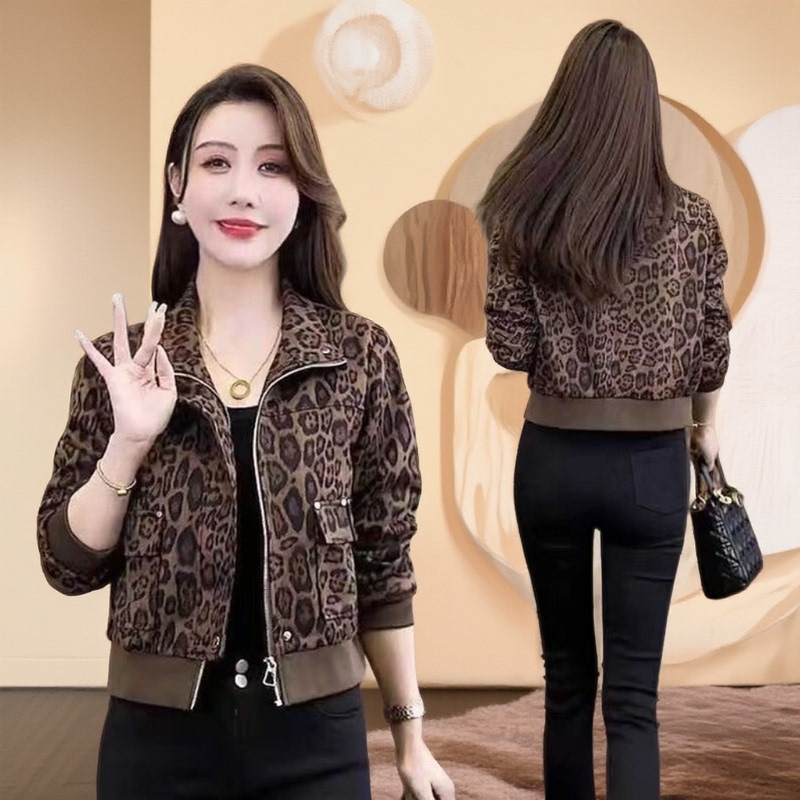 Fashionable Leopard Print Short Jacket for Women 2025 Spring and Autumn New Trendy Loose Fit Petite Casual Versatile Jacket Fashionable Leopard Print Short Jacket for Women 2025 Spring and Autumn New Trendy Loose Fit Petite Casual Versatile Jacket