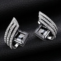 Diamond geometric stud earrings female European and American personality temperament earrings European and American fashion wild ear jewelry retro trend drop earrings