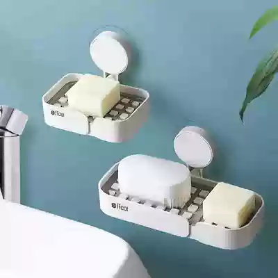 Soap box creative calendar water suction type Wall Wall double bathroom non-perforated strong non-trace soap box storage rack