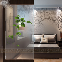 Art glass screen partition wall Aisle entrance living room TV background wall Modern simple carved matte process