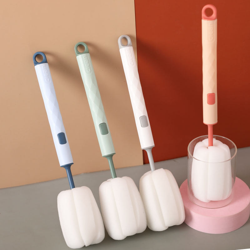 Baby bottle brush, cup washing artifact, long handle cleaning brush, sponge head environmental protection cup brush to remove tea stains, small brush