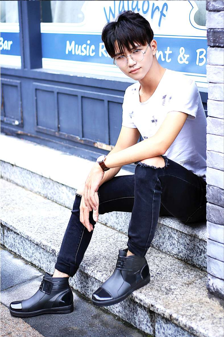 Phiên bản Hàn Quốc của giày đi mưa ống ngắn thời trang giày đi mưa mưa nam mùa đông ấm áp giày chống trượt thấp để giúp giày chống nước giày nhựa đi mưa nam