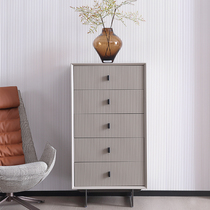 Italian minimalist chest chest simple light luxury bedroom storage cabinet side cabinet high gray multi drawer locker solid wood