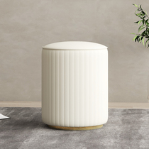 Light luxury dressing table leather stool round bedroom modern simple Italian makeup chair Net red ins chair stainless steel