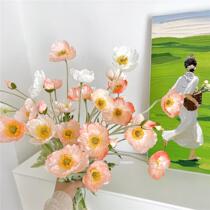 High-end poppy poppies artificial flowers fake flower decorations living room table flower arrangement floral decorations decorative flowers Beixia home