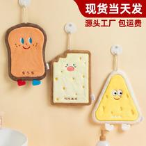 Cute hand towel hanging absorbent thickened bathroom cartoon handkerchief towel hand washing small square towel kitchen rag
