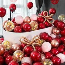 Wedding Balloons Wedding Room Decoration Supplies Happy Words Ruby Red Thickened Explosion-proof Wholesale Birthday Romantic Decoration Atmosphere