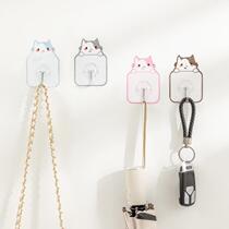 Transparent traceless hook strong adhesive wall punch-free load-bearing adhesive hook door back wall kitchen self-adhesive hanging