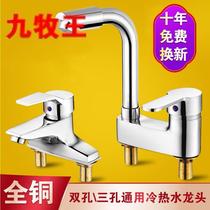 Bench two-joint high-curved double-hole basin hot and cold mixed water rotatable washbasin faucet manufacturer