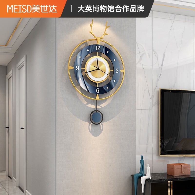 Nordic deer head wall clock living room home fashion high-end watches modern light luxury simple wall clock creative quartz